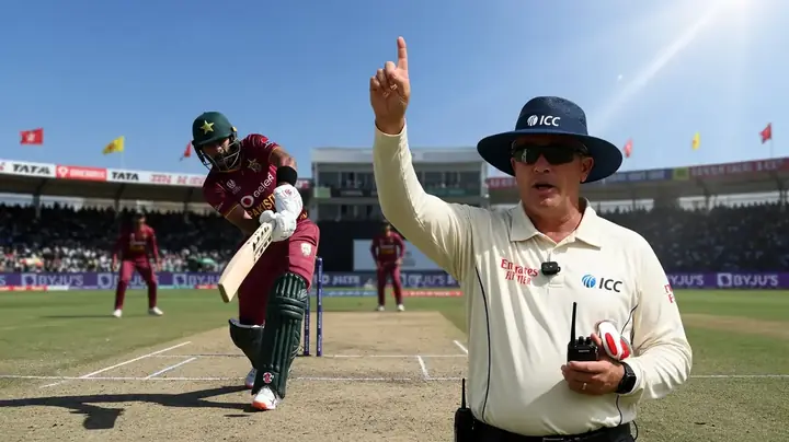 Female cricketer celebrating a wicket with arms raised